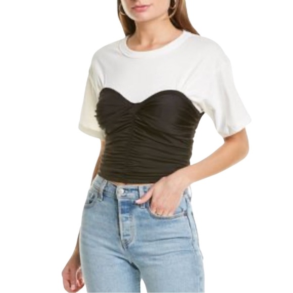 Tops - 𝅺black / White Corset Crop Top